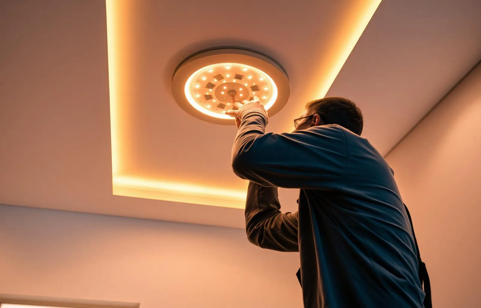 Licensed electrician working on residential lighting in Shreveport, LA
